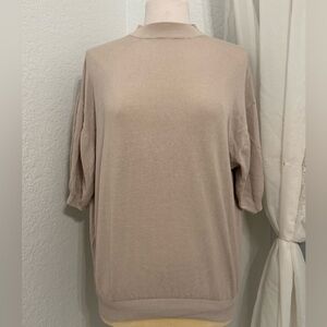 NEW VINTAGE PRONTO UOMO Silk Cotton Beige Knit Mock Neck Sweater Size L NEW $698